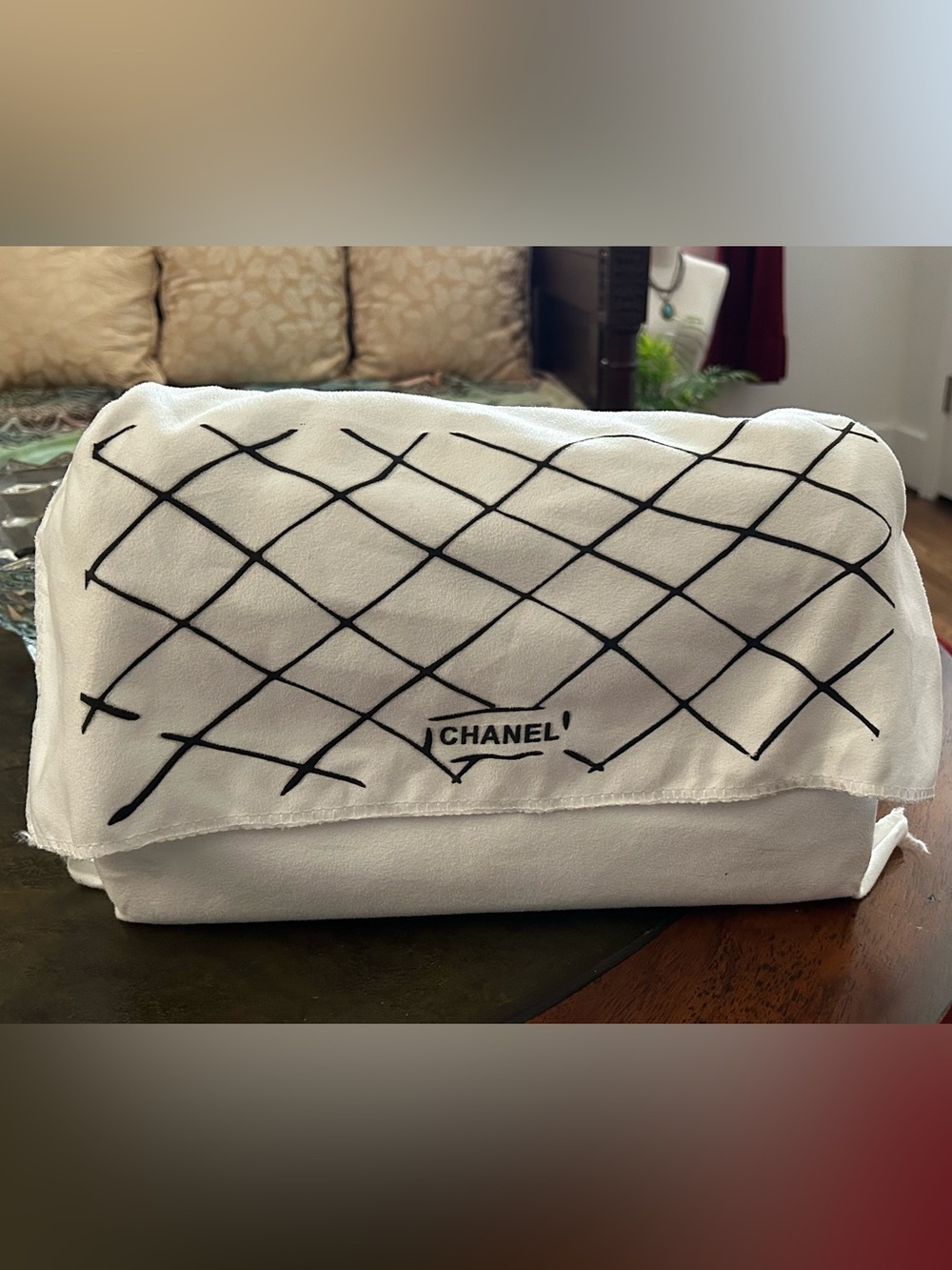 CHANEL Black Quilted Grid Design (Read the description). Made in Japan